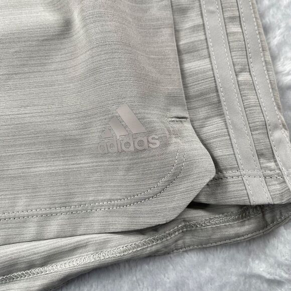 Adidas Shorts Women 2XL Heather Gray Three Stripe Woven Pacer Gym Running GT1185 - Picture 2 of 12